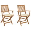 vidaXL Garden Chair Set of 2 Natural wood, Cream Solid Acacia wood