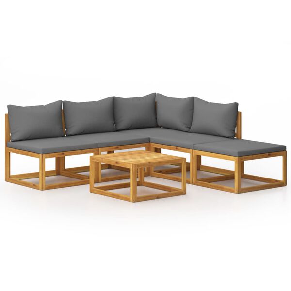 vidaXL Garden Lounge Set Dark Grey, Acacia Wood Natural