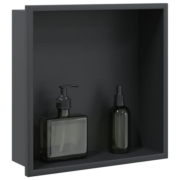 vidaXL Shower Niche Matt Black 12.6x12.6x3.5" Stainless Steel
