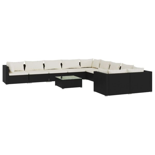 vidaXL Garden Lounge Set Black, Cream