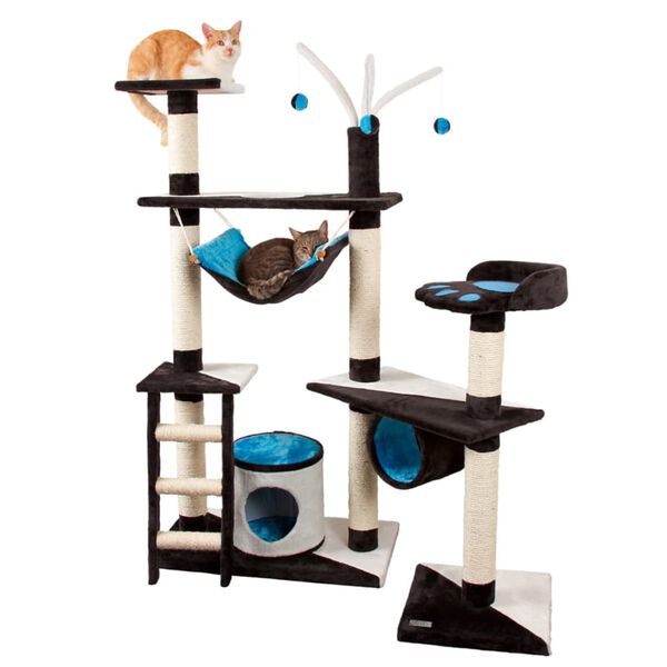 Kerbl Cat Tree Anthracite, Blue, White Wood, Polyester, Sisal Medium
