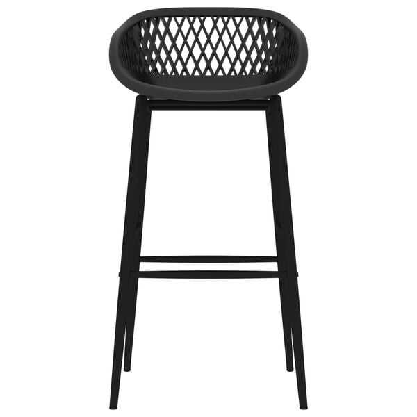 vidaXL Bar Chair Set of 4 Black PP, Powder-Coated Metal High Seat