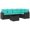 vidaXL 6 Piece Patio Sofa Set with Cushions Black Poly Rattan