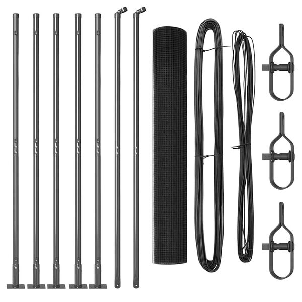 vidaXL Fence with Posts Gray 39.4" x 393.7" Steel