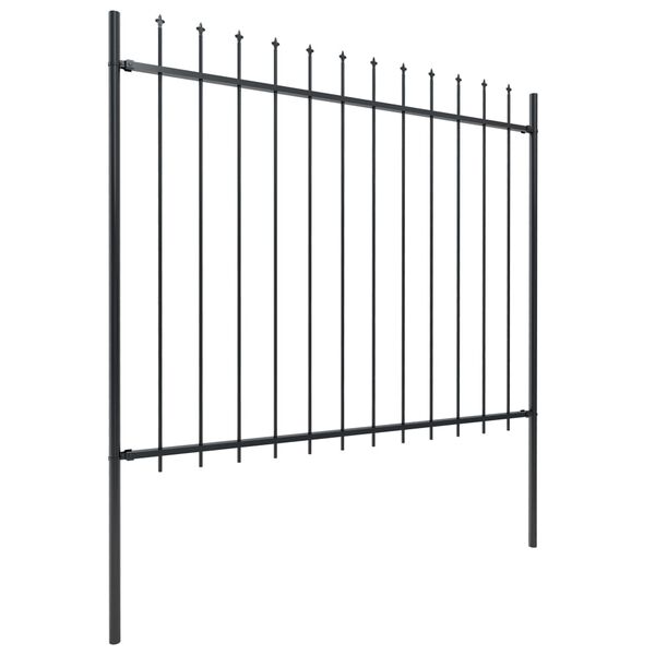 vidaXL Garden Fence with Spear Top Steel 631.3"x59.1" Black