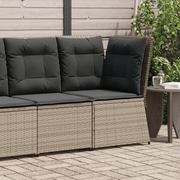 vidaXL Garden Sofa Grey PE Rattan Standard Modular Garden Sofa
