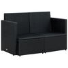 vidaXL Sofa Black PE Rattan, Powder-Coated Steel, Polyester 2-Seater