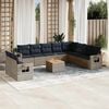 vidaXL 11 Piece Garden Sofa Set with Cushions Grey Poly Rattan