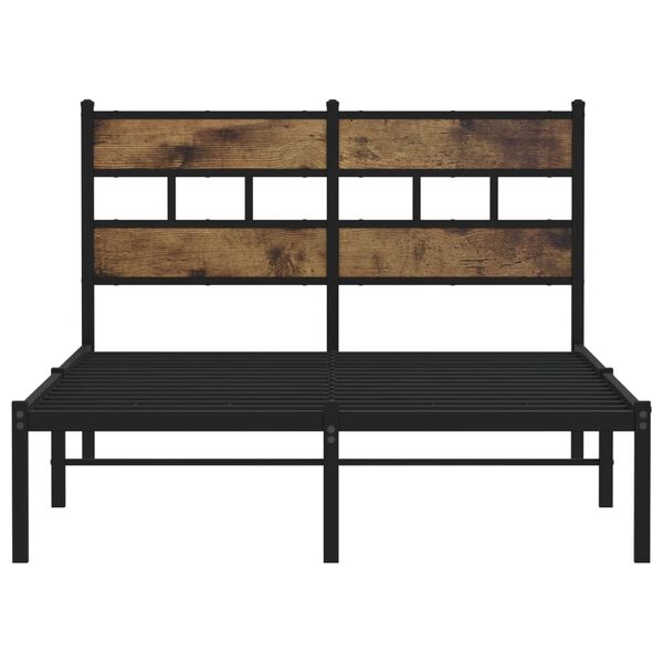 vidaXL Bed Frame Black, Smoked Oak Iron, Engineered Wood Double