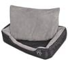 vidaXL Dog Bed Black, Grey PU-coated Oxford fabric, faux fur M Non-slip