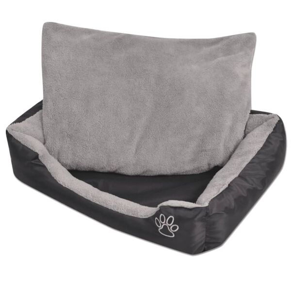 vidaXL Dog Bed Black, Grey PU-coated Oxford fabric, faux fur M Non-slip