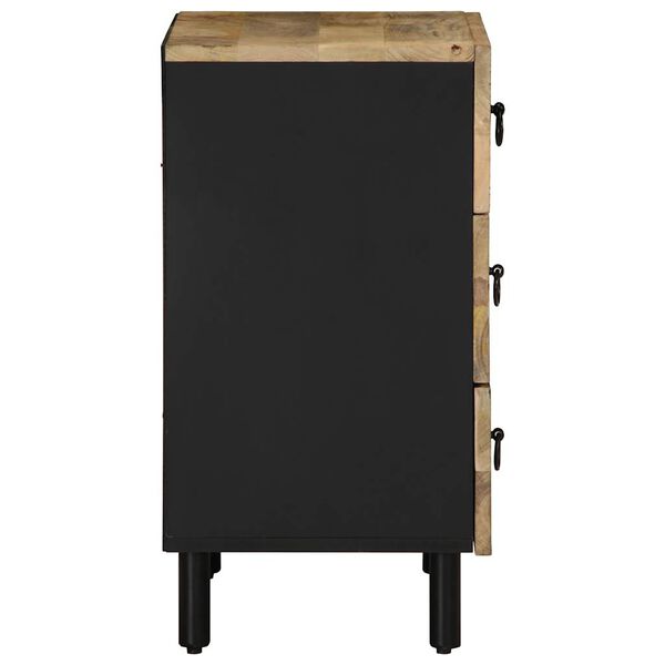 vidaXL Bedside Cabinet Black Solid rough mango wood, iron Standard