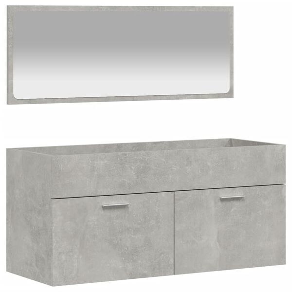 vidaXL Bathroom Cabinet With Mirror Concrete Gray Engineered Wood, Acrylic