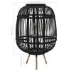 vidaXL Candle Holder Black Bamboo and Glass Medium Decorative Inlays