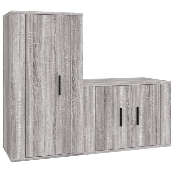 vidaXL TV Cabinet Set Set of 2 Grey Sonoma Engineered Wood Large