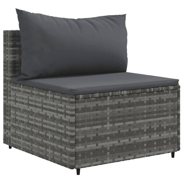 vidaXL Patio Lounge Set Grey PE Rattan, Powder-Coated Steel, Tempered Glass
