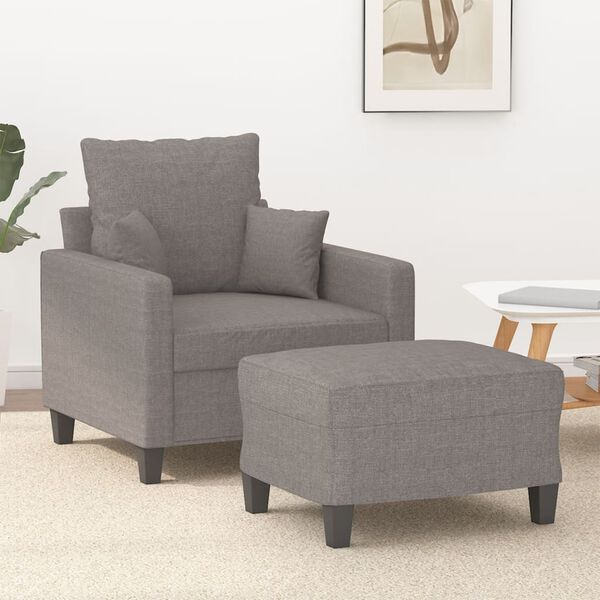 vidaXL Sofa Chair with Footstool Taupe 23.6" Fabric