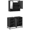 vidaXL Bathroom Furniture Set Black Engineered wood, metal, glass Medium