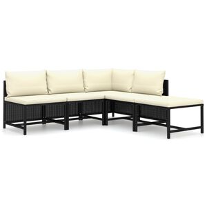 vidaXL Garden Lounge Set Black, Cream white