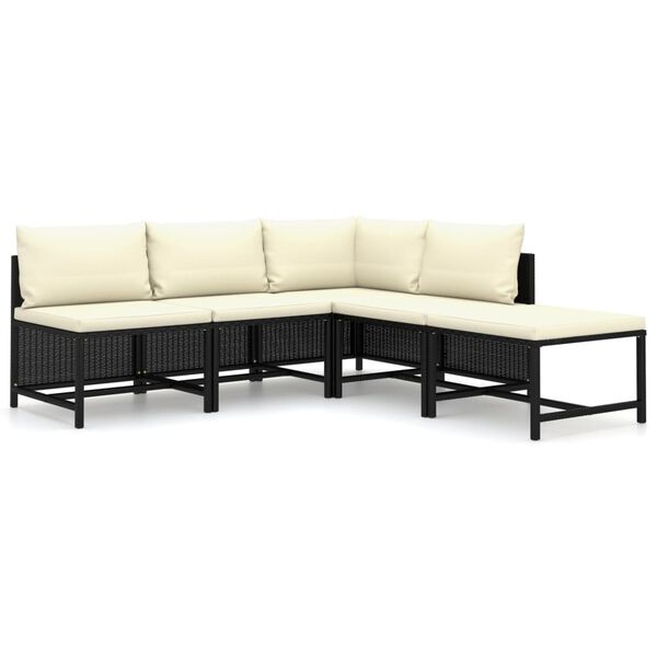 vidaXL Garden Lounge Set Black, Cream white