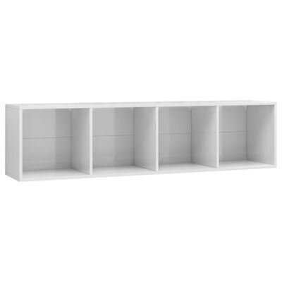 vidaXL Book Cabinet/TV Stand High Gloss White 56.3"x11.8"x14.2"