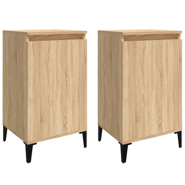 vidaXL Bedside Cabinet Set of 2 Sonoma oak Engineered wood, metal
