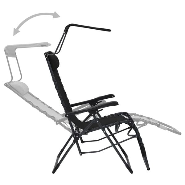 vidaXL Folding Deck Chair Textilene Black
