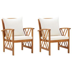 vidaXL Garden Chair Set of 2 Cream White, Brown