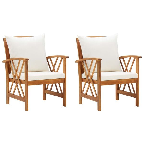vidaXL Garden Chair Set of 2 Cream White, Brown