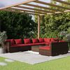 vidaXL Garden Lounge Set Brown with Cinnamon Red Cushions