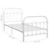 vidaXL Bed Frame White Metal Single Simplistic Bed Frame Rectangular