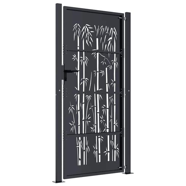 vidaXL Garden Gate Anthracite 39.4x78.7" Steel Bamboo Design