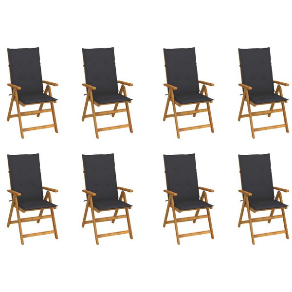 vidaXL Garden Chair Set of 8 Anthracite Solid Acacia wood Standard