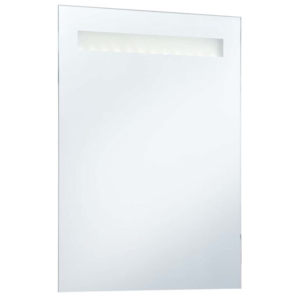 vidaXL Bathroom Mirror Silver Glass 23.6 x 31.5 in Lights