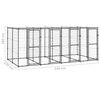 vidaXL Dog Kennel Black and Silver Powder-coated steel, PE Large Durable