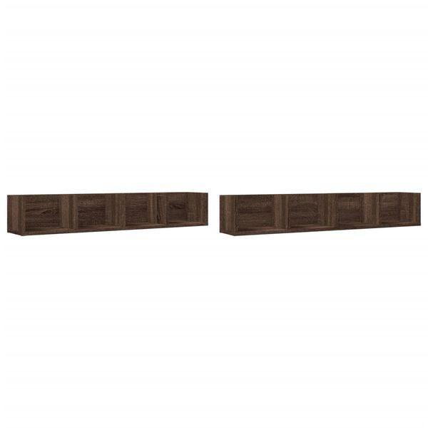 vidaXL Wall Cabinets Set of 2 Brown Oak Engineered wood 39 x 7 x 6.5 in