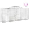 vidaXL Gabion Basket Set of 13 Silver Galvanized Iron Large Durable