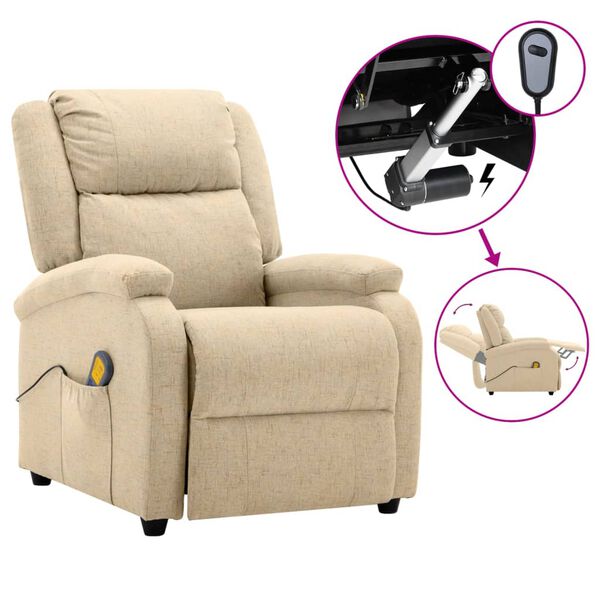 vidaXL Electric Massage Chair Cream 100% polyester, metal Standard
