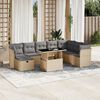 vidaXL Garden Sofa Set Beige PE rattan 9 Piece Set Modular