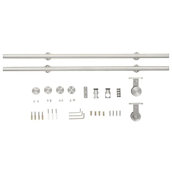 vidaXL Sliding Door Hardware Kit 72.0 " Stainless Steel Silver
