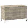 vidaXL Patio Storage Box with Wheels Light Grey 43.3x21.7x28.7" Poly Rattan