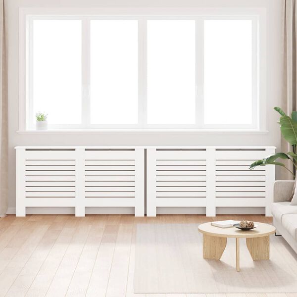 vidaXL Radiator Covers 2 pcs White 59.8"x7.5"x32.1" MDF