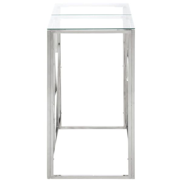 vidaXL Console Table Silver Stainless steel, toughened glass Medium