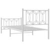 vidaXL Bed Frame White Steel Twin Bed Frame Rectangular Modern