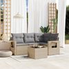 vidaXL Garden Sofa Set Beige PE rattan Medium Foldable Garden Sofa Set