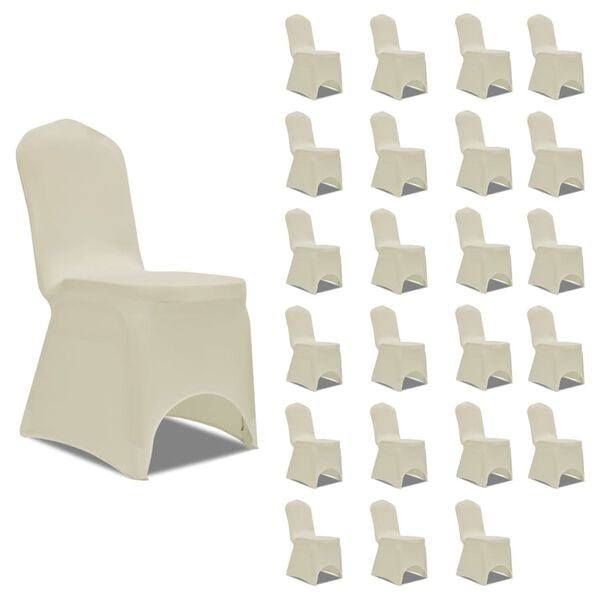 vidaXL Chair Cover Set of 24 Cream 90% Polyester, 10% Elastane