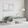 vidaXL Bed Frame White Powder-Coated Steel Double Bed Frame