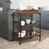 vidaXL Kitchen Trolley Brown Oak 32.1"x16.1"x36.4" Engineered Wood