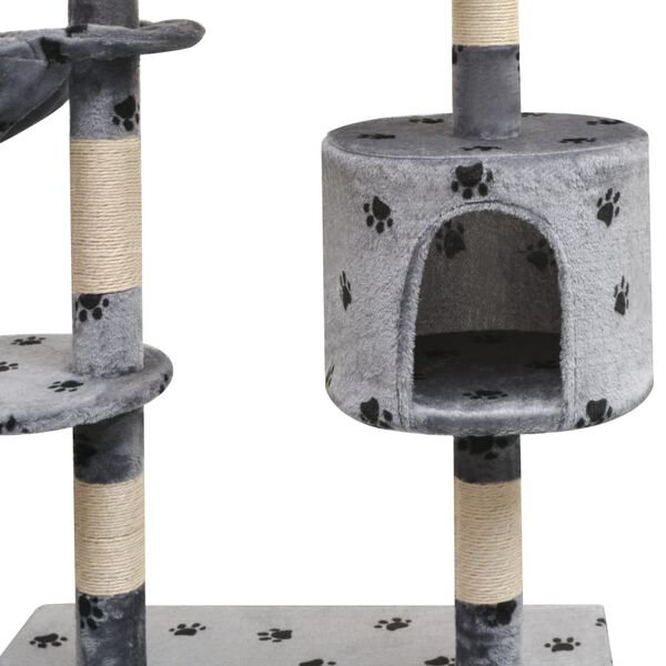 vidaXL Cat Tree Grey with black paw prints