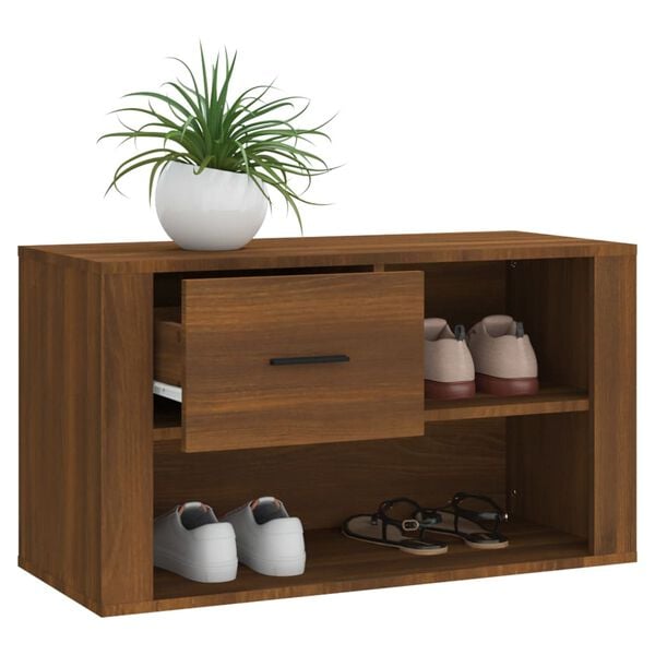 vidaXL Shoe Cabinet Brown Oak Engineered Wood 31.5x13.8x17.7 in